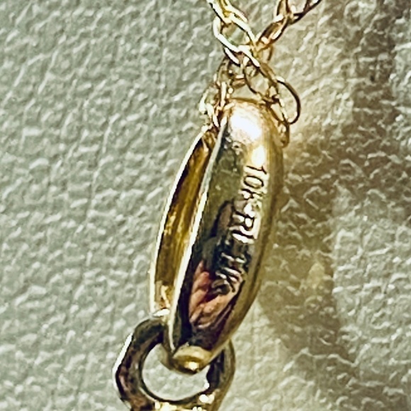 10k Yellow Gold 2 Pearl Diamond Pendant Necklace NEW WITH BOX beautiful 18” - Picture 3 of 4